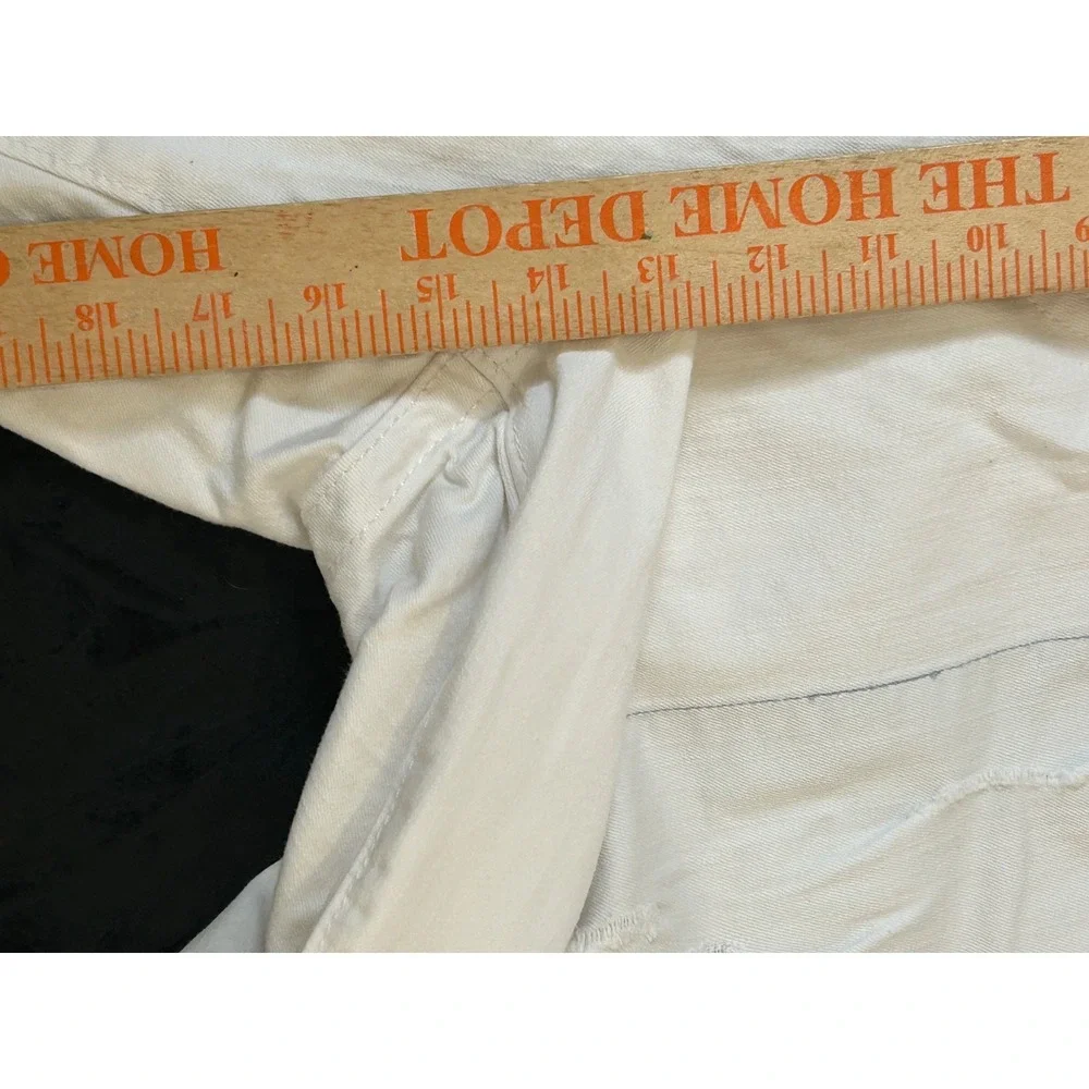 True Religion White Denim Patch Cotton Blend White Label Shorts Size 42